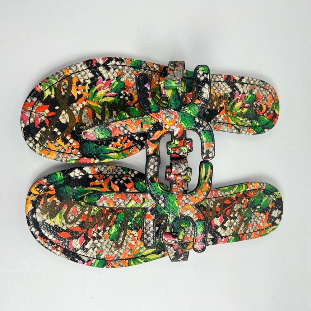 Sam Edelman Carter Flat Sandal Womens 10M Multicolor Snake Floral Print - Picture 6 of 8